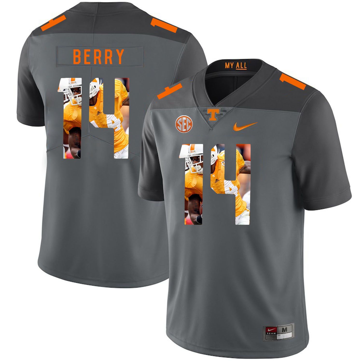 Men Tennessee Volunteers 14 Berry Grey Fashion Edition Customized NCAA Jerseys